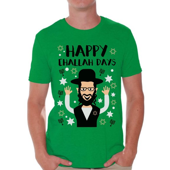 Awkward Styles Happy Challah Days Tshirt for Men Hanukkah Holiday Shirt Jewish Holidays Chanukah Ugly T Shirt Funny Hanukkah Gifts for Him Funny Holiday Shirts for Men David's Star Tshirt Jewish Shirt