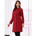 thumbnail image 4 of DARING DIVA Women's Trench Peter Pan Collar Single Breasted Long Pea Coat XL Dark Red, 4 of 6