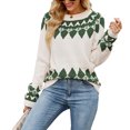 thumbnail image 2 of Cardigan pour Femmes Femmes Mode Décontractée Rétro Impression Couleur Tricot Manches Longues Col Roulé Chandail Cardigan pour Filles en Liquidation, 2 of 5