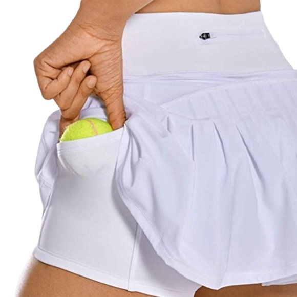 goowrom Women's Athletic Tennis Golf Skirts Mid-Waisted Pleated Shorts