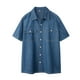 thumbnail image 1 of pstuiky Camisas de vestir de manga corta para hombre, Camisa informal de manga corta con cuello en V y botones lisos para hombre ropa de hombre l, 1 of 8