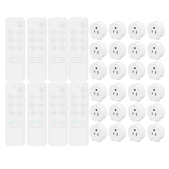 Remote Control Outlet Switch,NineLeaf Remote Light Switch,Remote Control Outlet Plug Adapter with Remote for Lamps and Household Appliances,No Wire Required,500FT Long Range(8Remotes,24Plugs)