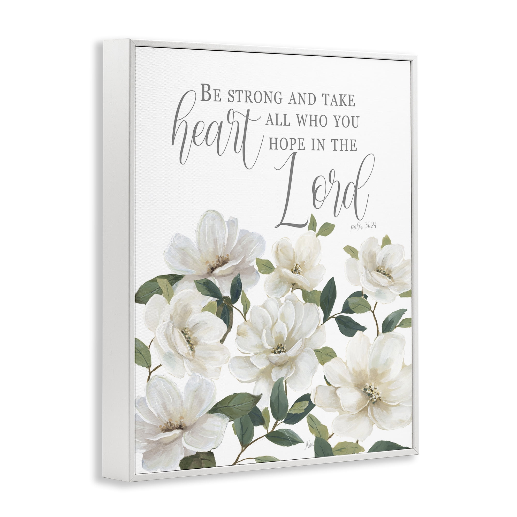 Stupell Industries Be Strong And Take Heart White Framed Giclee Art, design by Nan