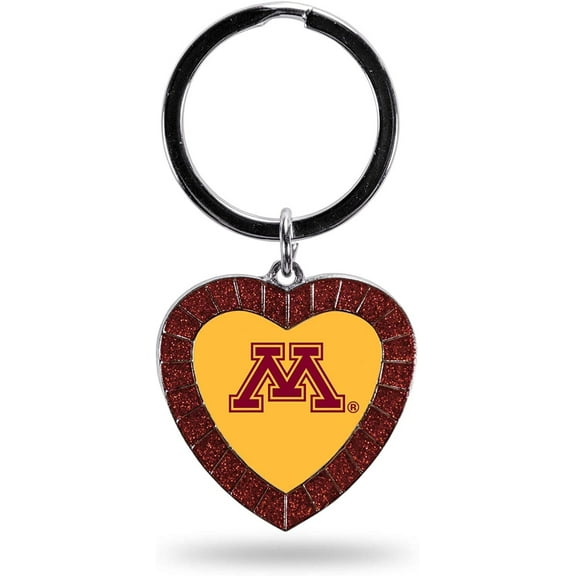 NCAA Minnesota Golden Gophers NCAA Rhinestone Heart Colored Keychain, Maroon, 3-inches in length