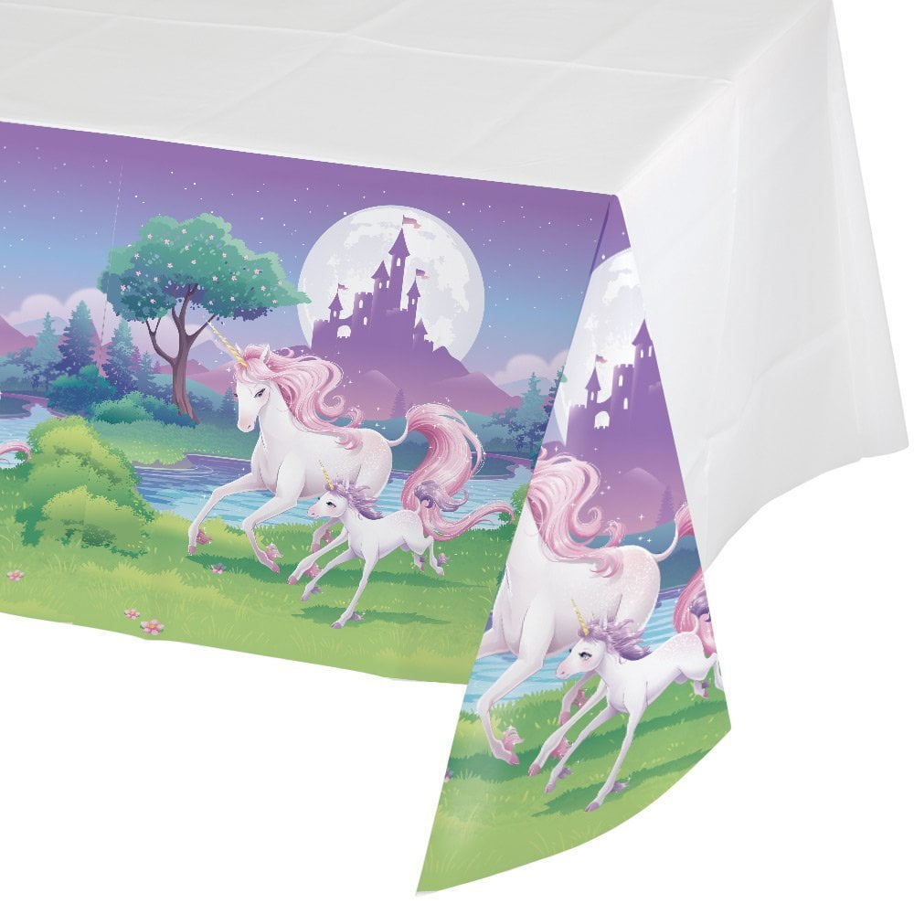 Unicorn Fantasy Border Print Plastic Table cover, 54 x 102 ...
