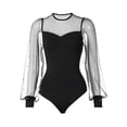 thumbnail image 1 of Mesh Long Sleeve Bodysuit Foundation Garment for Daily Wear with Beaded Detailing and Shapewear Performance, 1 of 3