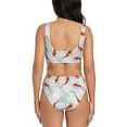 thumbnail image 3 of Wukai Koi Fish Corals,Spring Summer Women's Bikini Set Two Piece,wimsuit High Waisted V Neck Twist Front Adjustable Spaghetti Straps Bathing Suit-X-Large, 3 of 7