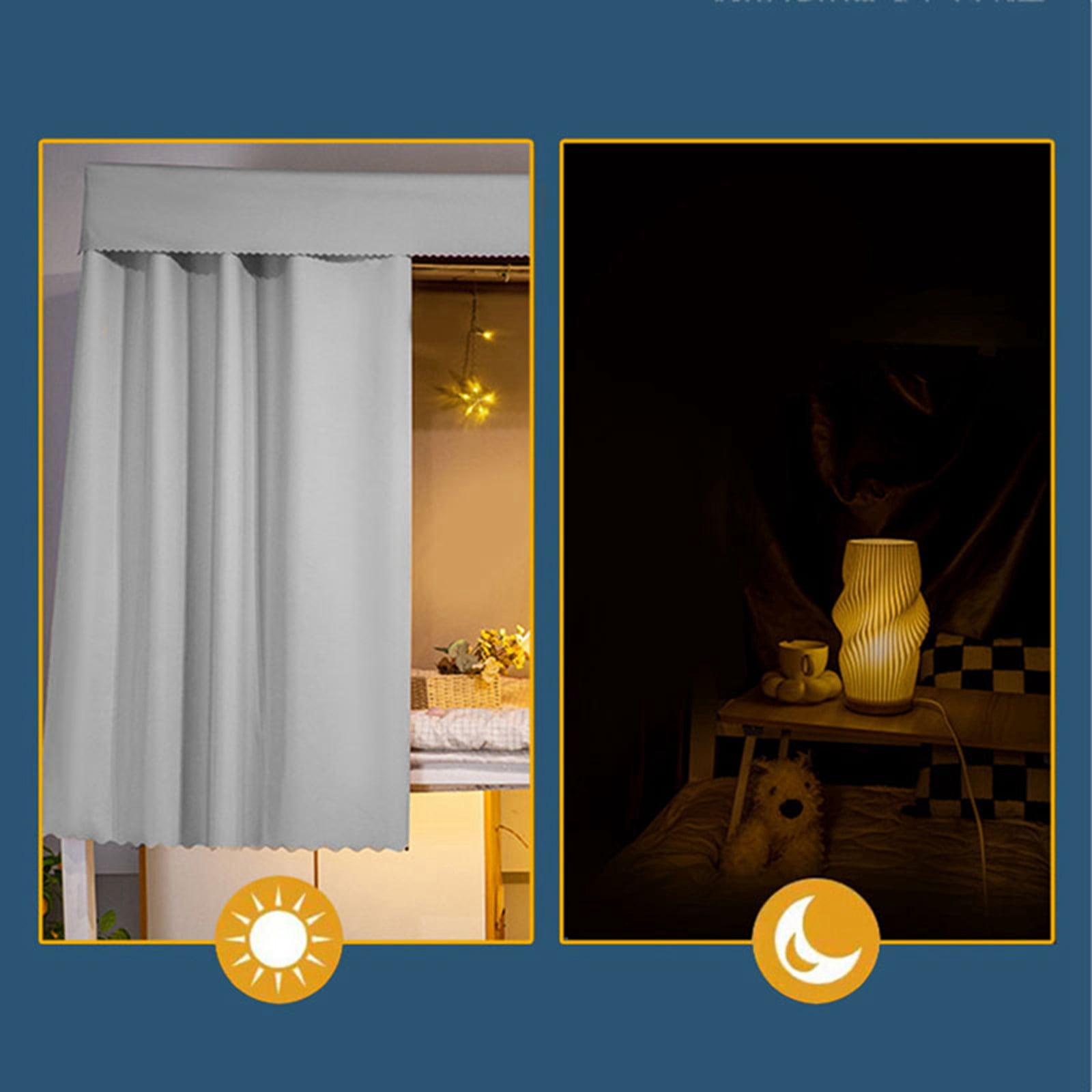 2Pcs 45*78in Bunk Bed Curtains Dorm Home Blackout Privacy Bed Cloth Curtain Shading Breathable Dustproof Bed Canopy with Rope and Buckles for Dorm Loft Bed Single Sleeper