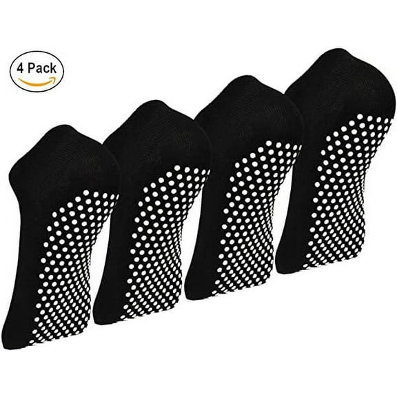 Vonter Medium Non Slip Yonga Socks, Black, 4 Pack