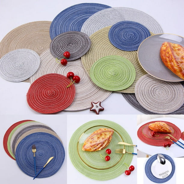 Carolilly Round Woven Fabric Placemats Table Setting Place Mats Dining