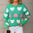 thumbnail image 7 of Oplxuo Women's Cute Heart Sweater Love Print Valentine Romantic Knitted Top Casual Crewneck Long Sleeve Sweaters Pullover, 7 of 7