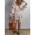 thumbnail image 3 of Asyoly Women Fall Off The Shoulder Long Sleeve Dress Deep V Neck Ruffle Flowy Mini Short Skater Dresses, 3 of 9