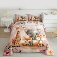 thumbnail image 2 of Homewish Kawaii Giraffe Elephant Bedding Comforter Set, Flower Leaf Plant Twin Comforter Sets, Pink Art Watercolor Reversible Bedding Set, Microfiber Bedroom Decor, 2 Pieces, 2 of 8