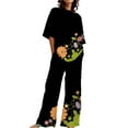 thumbnail image 5 of WCJM Green Summer Outfits For Women 2 Cotton Linen Set Oversized T Shirts Straight Leg Pant Plus Size Tracksuit, 5 of 5