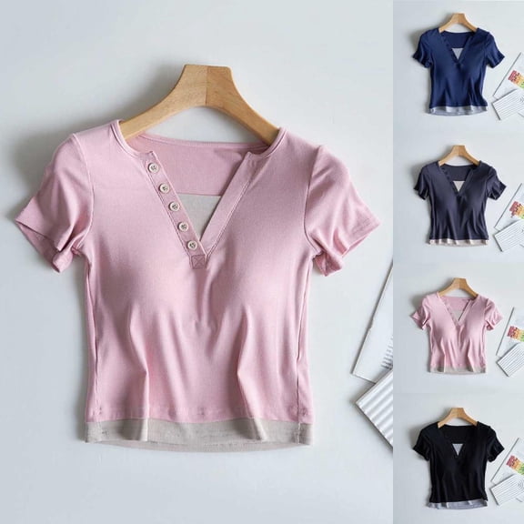 Women's Built-In Bra T-Shirt Top, Lightweight Breathable Short Sleeve for Sleepwear and Daily Use