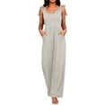 thumbnail image 2 of Pants for Women Summer Solid Color Pocket Wide-Leg Jumpsuit Gray S, 2 of 6