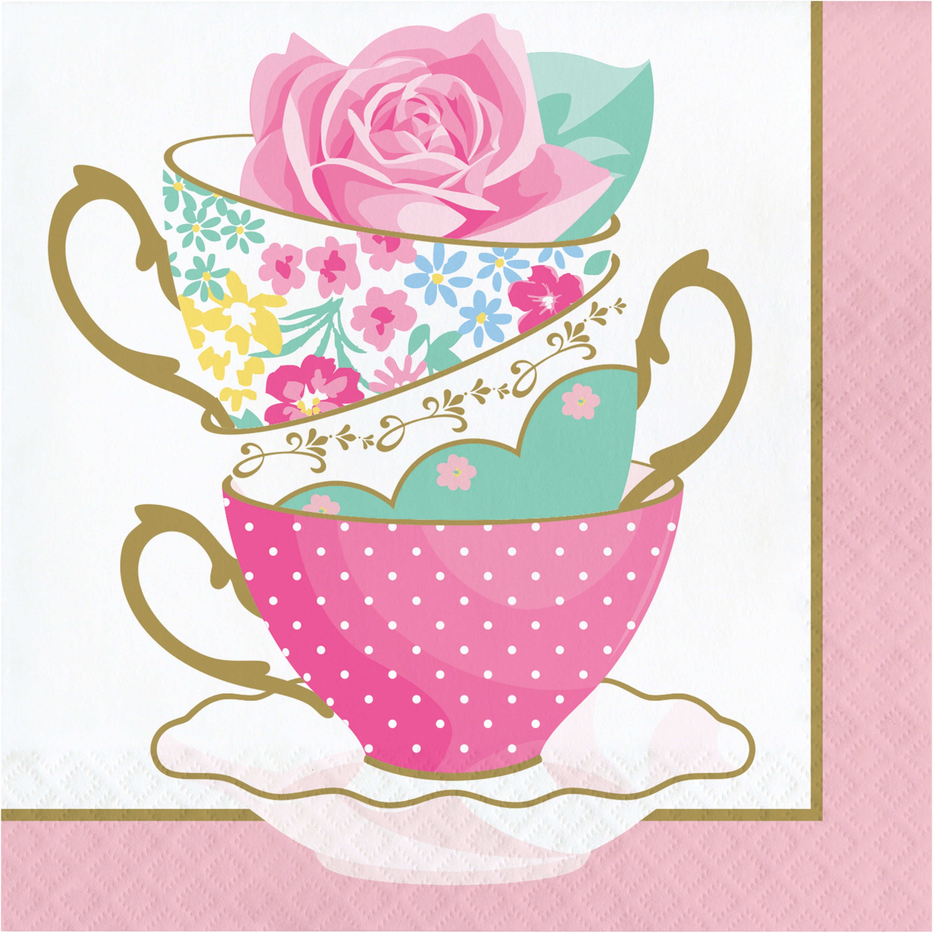 Floral Tea Party Teacup Napkins, 48 Count