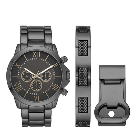 Men's Gun Metal Watch Gift Set with Money Clip