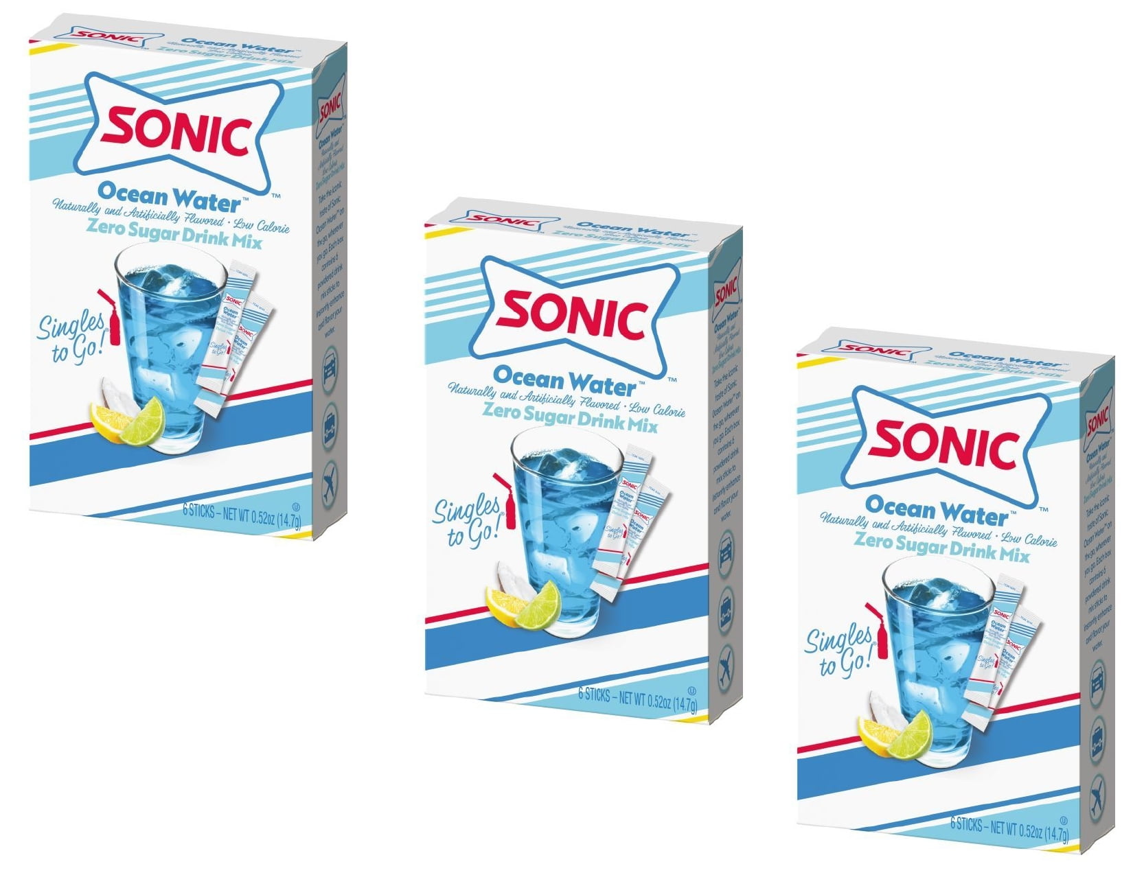 CGT Sonic Ocean Water Singles to Go Zero Sugar Naturally Artificially Flavored Low Calorie