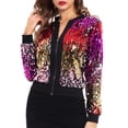 thumbnail image 1 of Chaquetas de lentejuelas para mujer Chaquetas de bombardero brillantes Cuello en V Manga larga Abanopi Abrigo de mujer, 1 of 5
