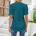 thumbnail image 4 of Womens Shirts Summer V Neck Tops Puff Short Sleeve T Shirt Pleated Floral Printed Tunic Blouse Shirts Womens Tops, 4 of 7