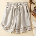 thumbnail image 5 of HAOYUNL Womens Summer Shorts Elastic Waist Wide Leg Shorts Comfortable Casual Shorts Comfortable Shorts M-3XL, 5 of 9