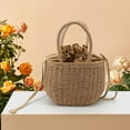 thumbnail image 1 of Bolso de playa de paja para mujer | Bolso de hombro de ratán tejido | Bolso tote de verano con bufanda bordada | Gran capacidad para viajes, compras, casual | 23x11x16cm | 1 Paquete, 1 of 7