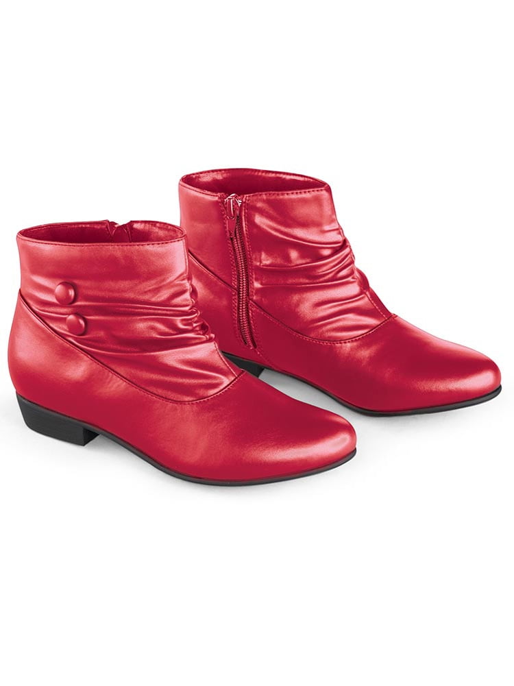 Collections Etc. - Collections Etc Women's Faux Leather Scrunch Ankle Boots, Wide Width BLACK 10