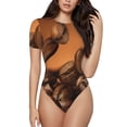 thumbnail image 1 of Saiise Motif Grains de Café Grenouillère à Manches Courtes pour Femmes Col Rond Pyjama Justaucorps Extensible avec Fermeture à Pression-TG, 1 of 7