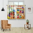 thumbnail image 2 of Boho Mushroom Kitchen Curtains - Retro Rustic 70s Hippie Fantasy Bohemian Floral Modern Colorful Short Small Cafe Tier Curtains Decor Rod Pocket Window Drapes 36 Inch Length 2 Panels 27.5"x36", 2 of 5