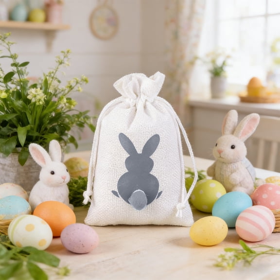 Easter Candy Bag, Reusable Easter Treat Storage Pouch for Candy, Chocolates & Small Gifts, Lightweight Polyester Easter Party Favor Bag for Kids Events & Celebrations