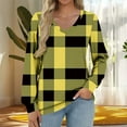 thumbnail image 3 of HAiming Womens Long Sleeve Plaid Shirt V Neck Pullover Casual Tops Blouse Fall Winter Trendy Clothes, 3 of 5