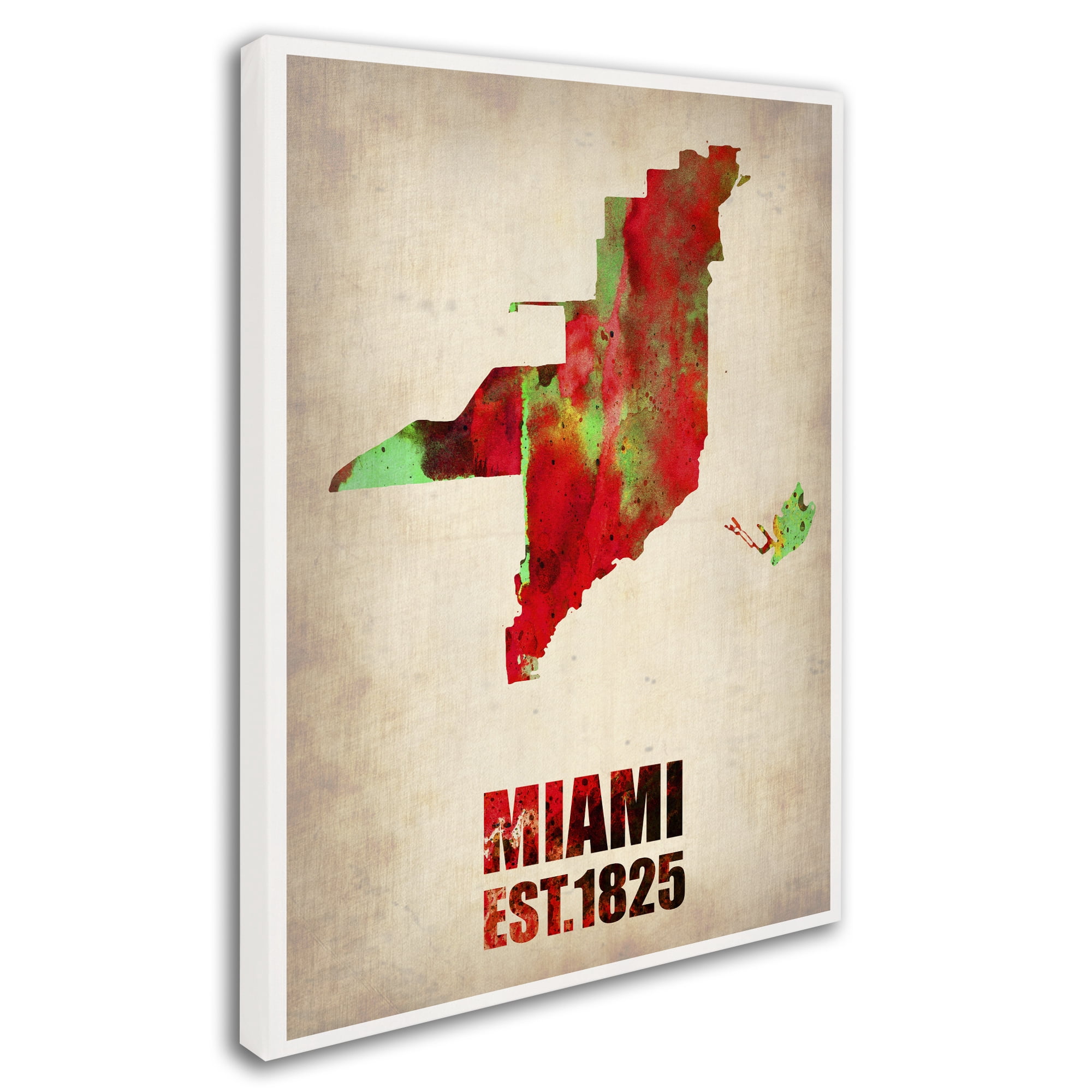 Trademark Fine Art "Miami Watercolor Map" Canvas Art by Naxart