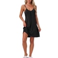 thumbnail image 2 of INSPIRE CHIC Women's Sleeveless Sleepwear Camisole Nightwear V Neck Nightshirt Pajama Dress Chemise Nightdress XL Black, 2 of 6