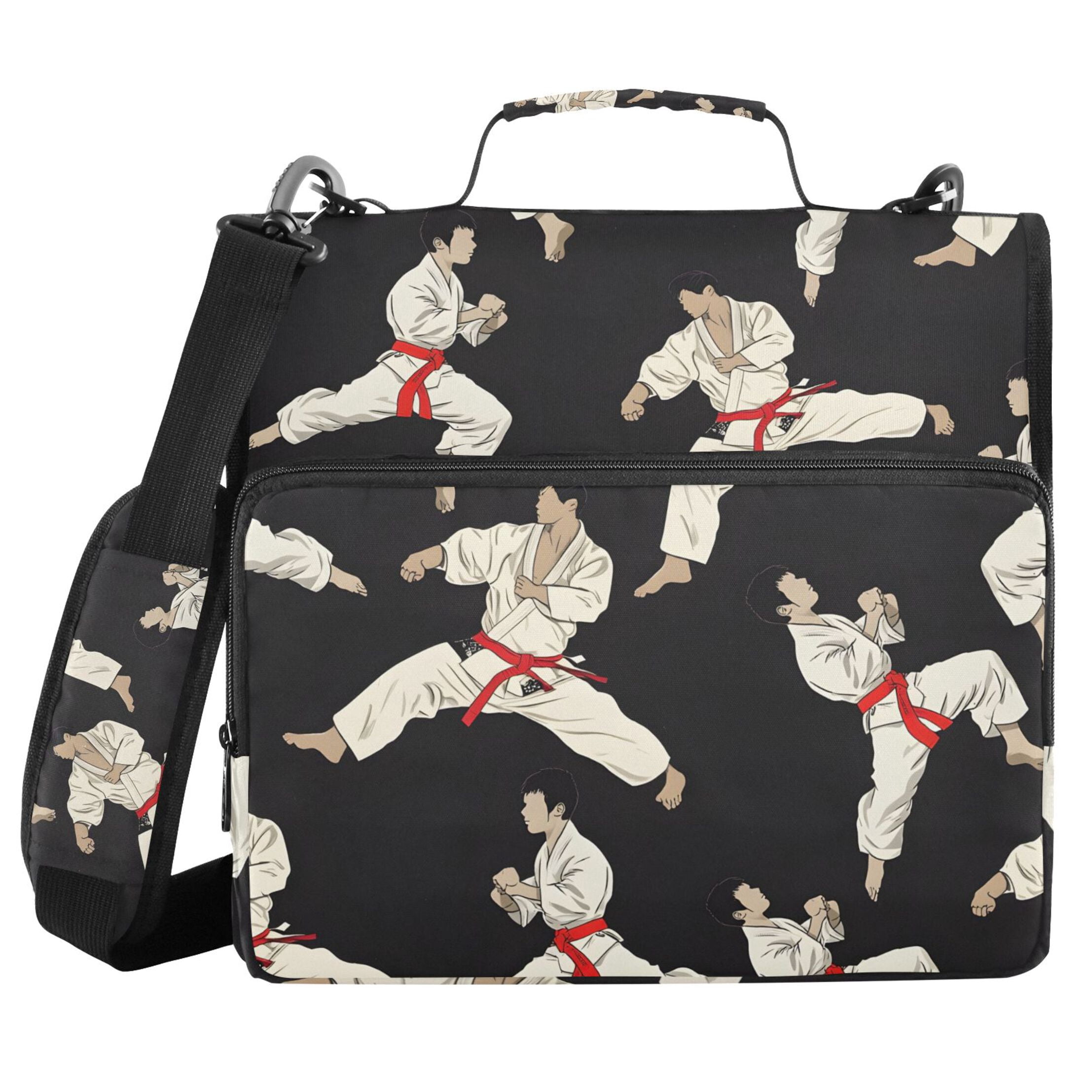 ALAZA Zipper Binder Karate Pattern 3 Ring Trapper Keeper File Folder Organizer Bag