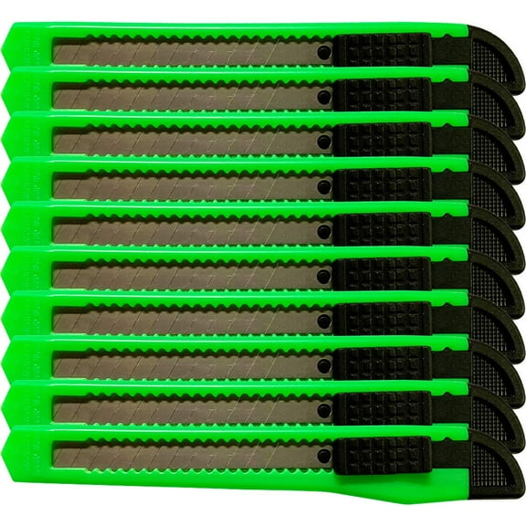 10x Bulk Small Neon Green Utility Knife Box Cutters Snap Off Blade 9MM Blade