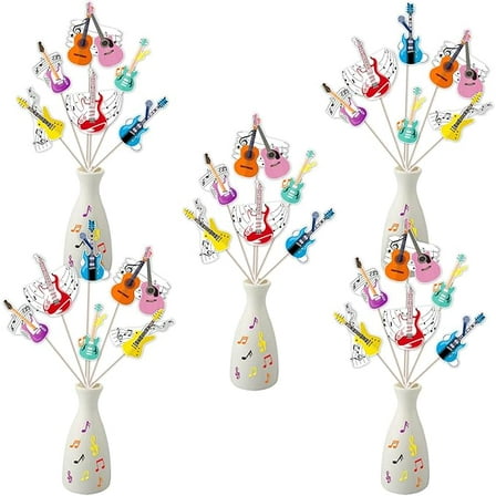 24 Pack Guitar Themed Party Centerpieces Sticks, Rock & Roll Musical Instrument Birthday Party Decorations Music Note Baby Shower Supplies