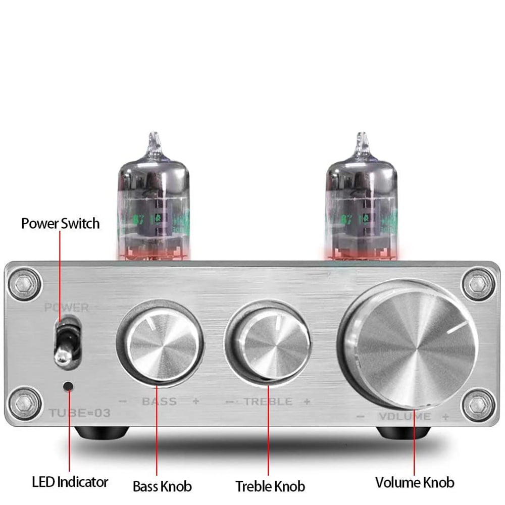 perfk 6K4 Tube Pre-Amplifier Mini Hi-Fi Stereo Buffer Preamp 6K4 Valve & Vacuum Pre-amp with Volume Control for Home Theater System 