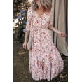 thumbnail image 3 of Women's Red Boho Floral V Neck Maxi Dress with Half Sleeves - [ZhiHiMeRi] | (US 12-14)L, 3 of 6