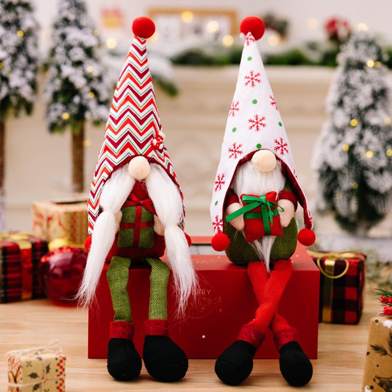 Christmas Gnome Decoration Desk Decoration Christmas Elf Decoration  Interior Christmas Decorations Home Decor Gnome Plush Collectible  Figure(2Pcs) 