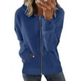 thumbnail image 2 of Clearance！Full Zip Hoodies for Women Zipper Open Front Fleece Lined Jacket Hooded Coats Cardigan Plain Oversized Sweatshirts with Pocket Trendy School Casual Jackets, 2 of 5