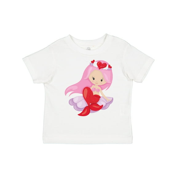 Inktastic Valentine's Day Mermaid, Cute Mermaid, Pink Hair Girls Toddler T-Shirt
