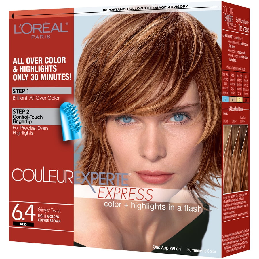 L'Oreal Paris Couleur Experte Hair Color + Hair Highlights, Light Golden  Copper - Brown Ginger Twist, 1 kit 