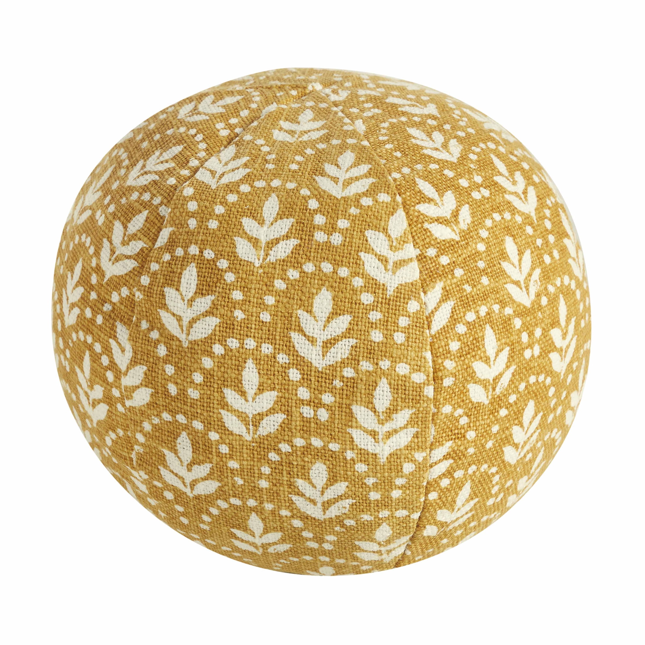 Beautiful 11" Amber Yellow Block Print Round Decorative Pillow by Drew Barrymore