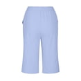 thumbnail image 4 of Women's Plus Size Pants Women'S Cotton And Linen Pocket Elastic Casual Pants Women'S Pants Five Quarter Pants,Blue Women's Plus Size Pants M, 4 of 5