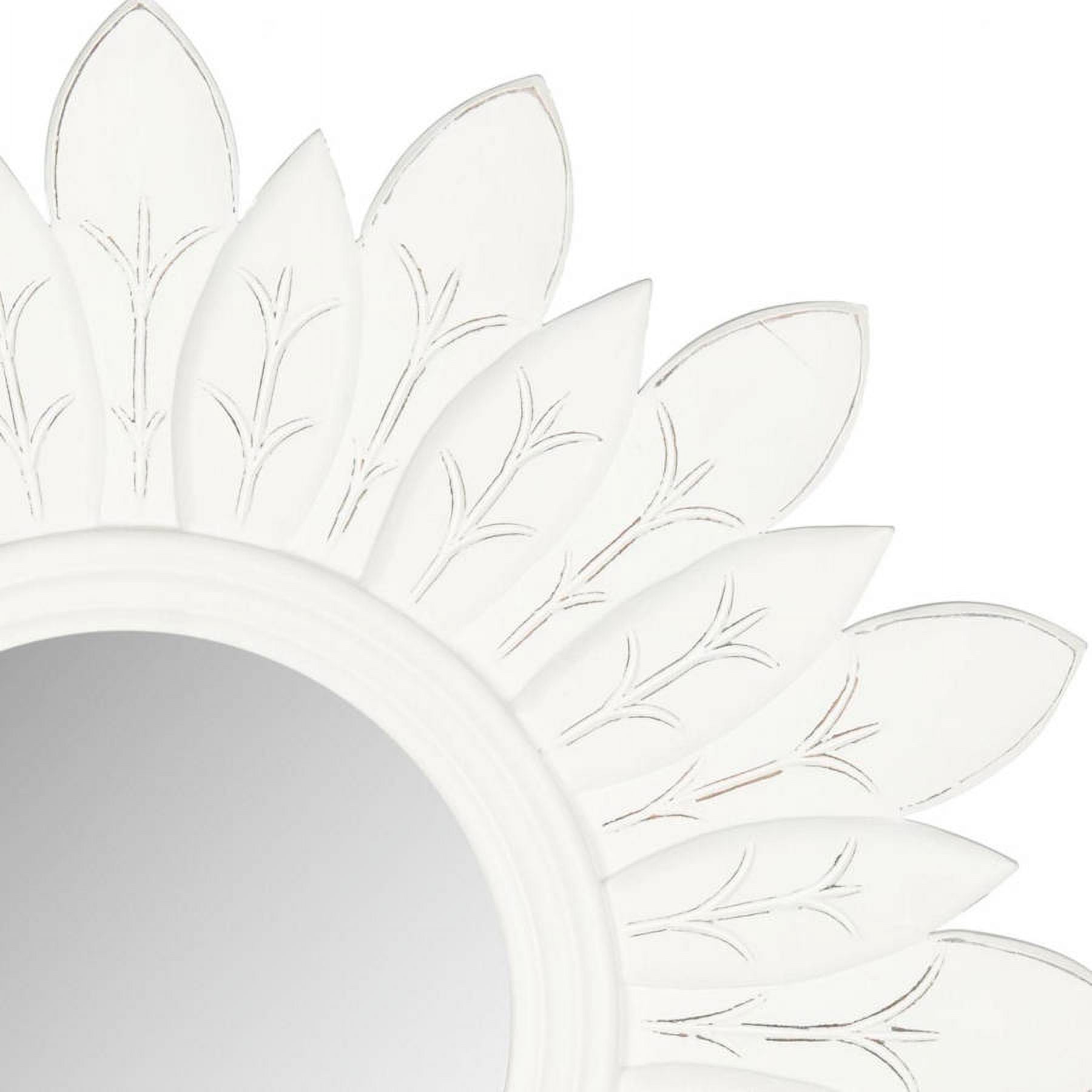 SAFAVIEH 12" Round Sun King Glam Floral Mirror, White