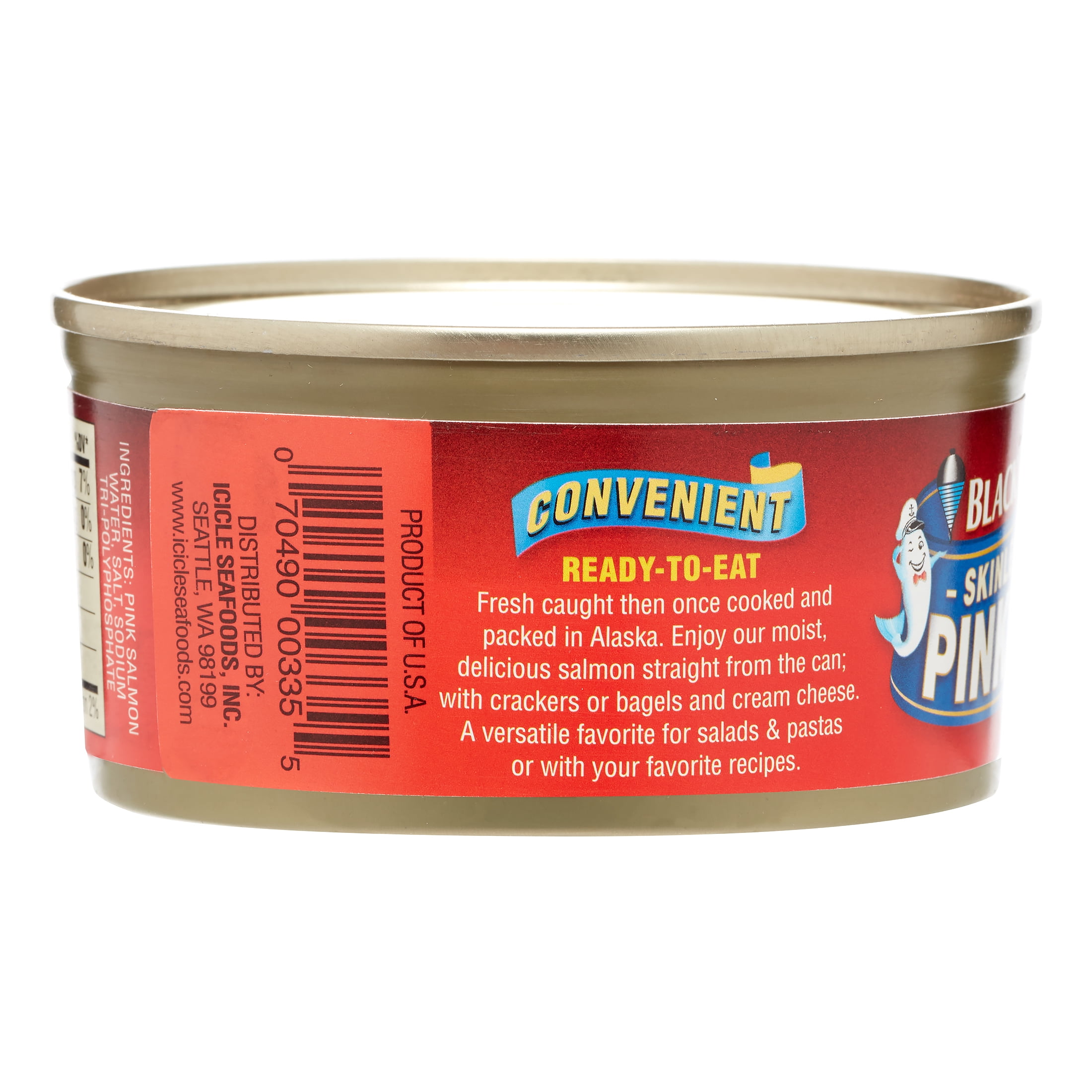(3 pack) Black Top Skinless Boneless Pink Salmon, 6 oz Can