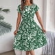 thumbnail image 2 of Vestido Corto de Verano Elegante Estampado Cintura Grande Doblado Plisado, Cuello en V de la Mitad de la Manga para el Uso Diario, de Primavera Y Casual, 2 of 5