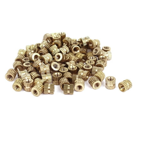 

100 Pcs M3x5mm(L)-5mm(OD) Metric Threaded Brass Knurl Round Insert Nuts