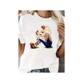 thumbnail image 1 of Women's Cute Cartoon Character Print T-Shirt – Casual, Sporty,All-Season Comfort, White with Blonde Graphic Top Womenswear summer outfits, 1 of 6